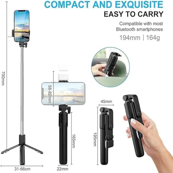 Selfie Sticks With Remote And Selfie Light - Image 3