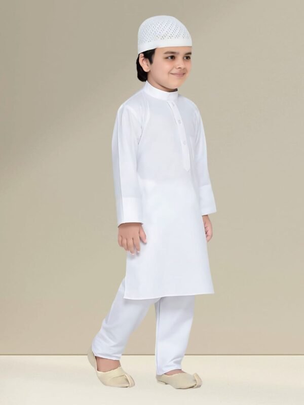 Boys Classic White Kurta – Traditional Style, Modern Comfort - Image 3
