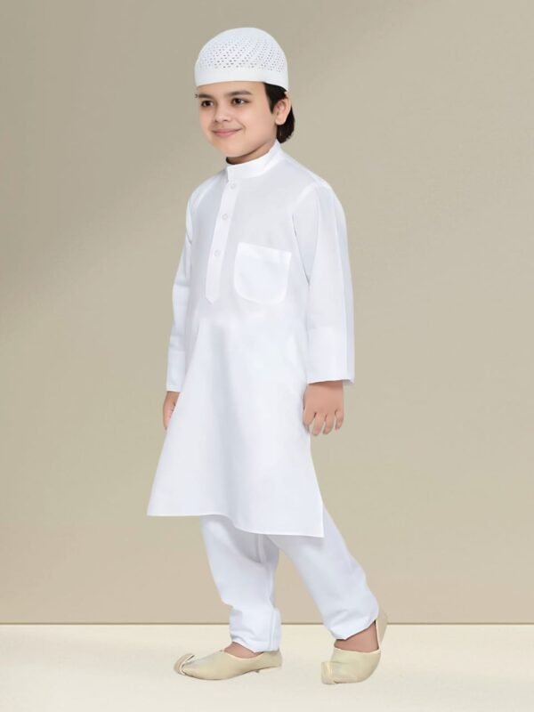 Boys Classic White Kurta – Traditional Style, Modern Comfort - Image 4