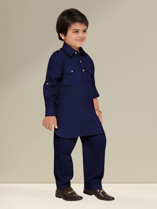 Boys' Classic Blue Kurta – Traditional Indian Ethnic Wear for Kids - Image 3