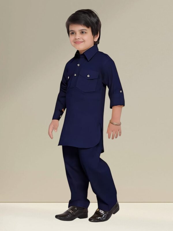 Boys' Classic Blue Kurta – Traditional Indian Ethnic Wear for Kids - Image 4