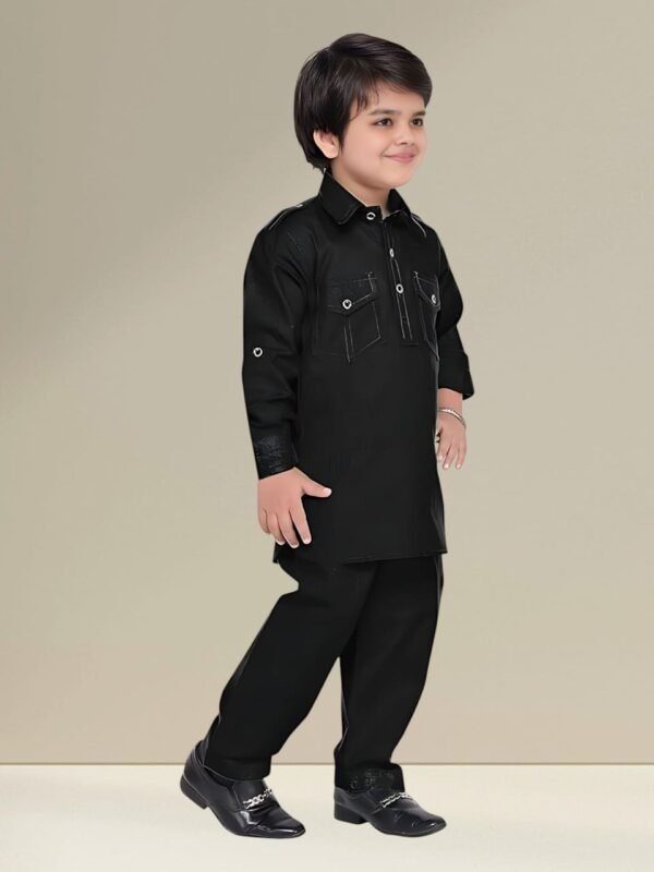 Boys’ Classic Black Kurta – Royal Look, Ultimate Comfort - Image 4