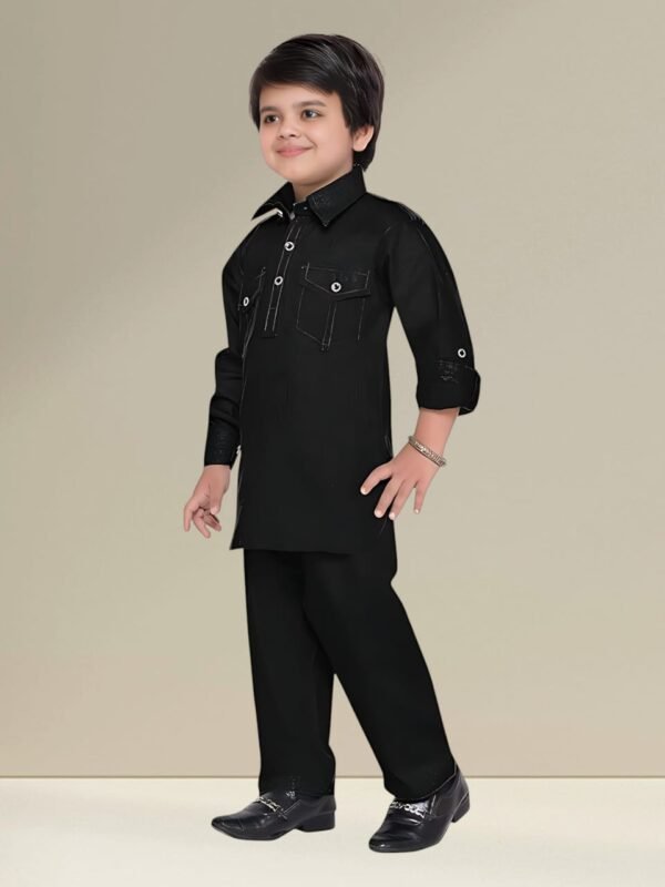 Boys’ Classic Black Kurta – Royal Look, Ultimate Comfort - Image 3