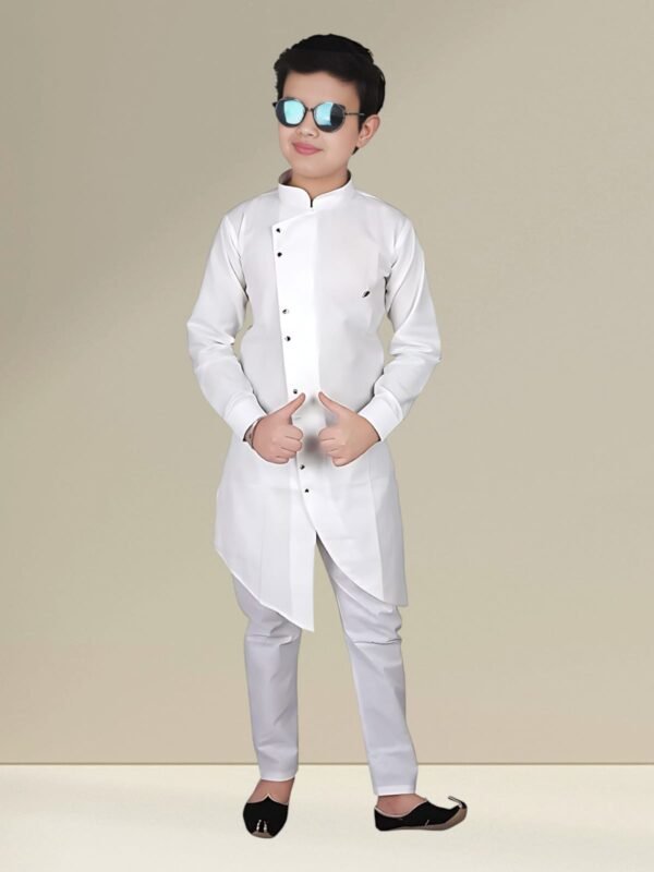 White Angrakha Kurta Pyjama